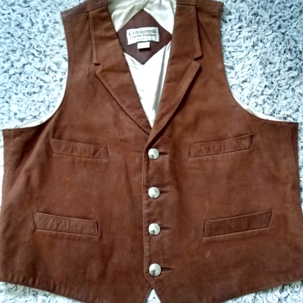 Continental leather fashions brown vest made in us